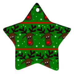 Reindeer Pattern Star Ornament (two Sides)  by Valentinaart