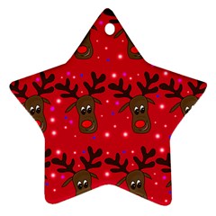 Reindeer Xmas Pattern Ornament (star)  by Valentinaart