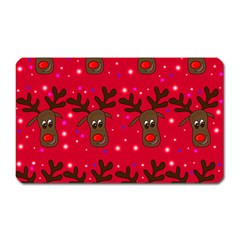 Reindeer Xmas Pattern Magnet (rectangular) by Valentinaart