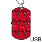 Reindeer Xmas pattern Dog Tag USB Flash (Two Sides)  Front