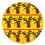 Christmas reindeer pattern Magnet 5  (Round) Front