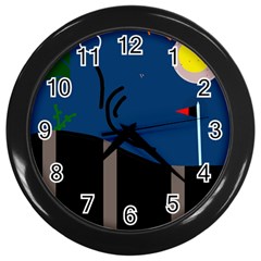 Abstract Night Landscape Wall Clocks (black) by Valentinaart