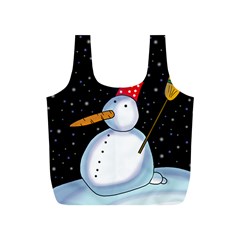 Lonely Snowman Full Print Recycle Bags (s)  by Valentinaart