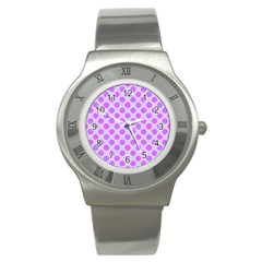 Pastel Pink Mod Circles Stainless Steel Watch by BrightVibesDesign