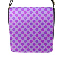 Pastel Pink Mod Circles Flap Messenger Bag (l)  by BrightVibesDesign
