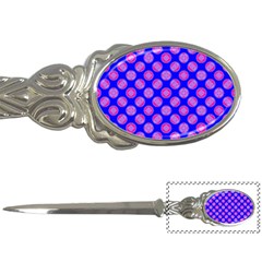 Bright Mod Pink Circles On Blue Letter Openers by BrightVibesDesign