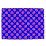 Bright Mod Pink Circles On Blue Cosmetic Bag (XXL)  Back