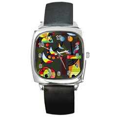 Happy Day 2 Square Metal Watch by Valentinaart