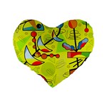 Happy day - yellow Standard 16  Premium Flano Heart Shape Cushions Back