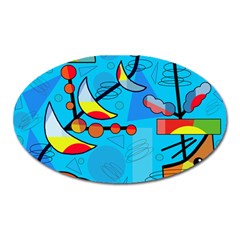 Happy Day - Blue Oval Magnet by Valentinaart