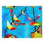 Happy day - blue Double Sided Flano Blanket (Large)  Blanket Back