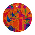 Happy day - orange Round Ornament (Two Sides)  Back