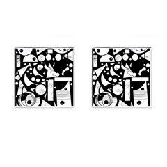 Happy Day - Black And White Cufflinks (square) by Valentinaart