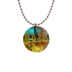 Autumn Landscape Impressionistic Design Button Necklaces by digitaldivadesigns