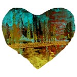 Autumn Landscape Impressionistic Design Large 19  Premium Flano Heart Shape Cushions Back