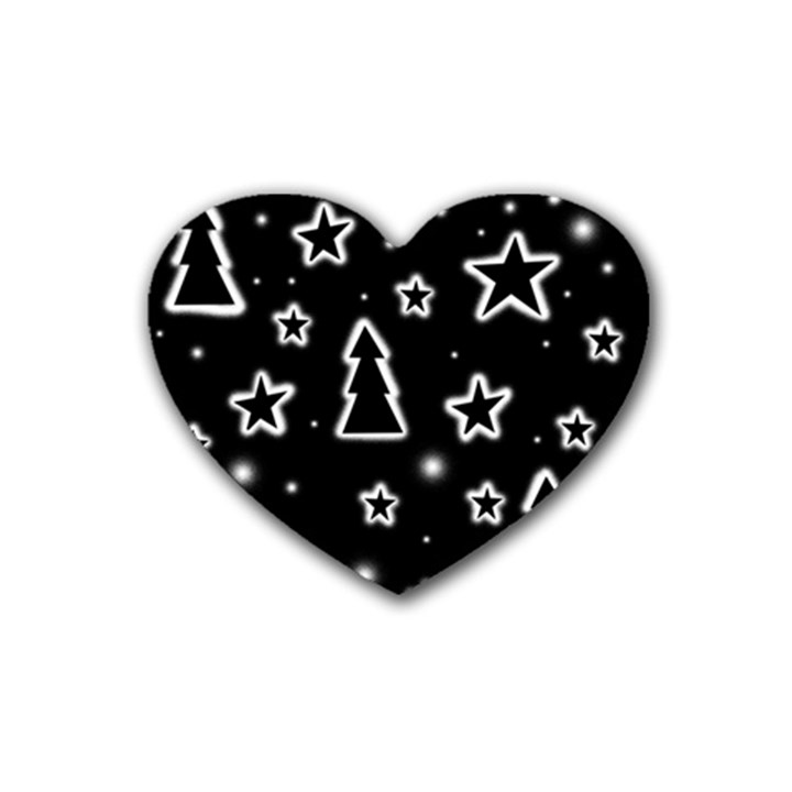 Black and white Xmas Rubber Coaster (Heart) 