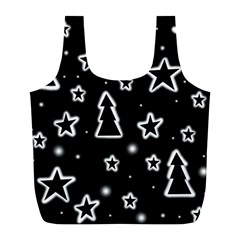 Black And White Xmas Full Print Recycle Bags (l)  by Valentinaart