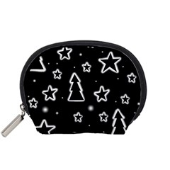 Black And White Xmas Accessory Pouches (small)  by Valentinaart