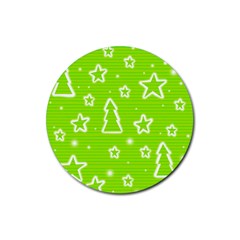 Green Christmas Rubber Coaster (round)  by Valentinaart