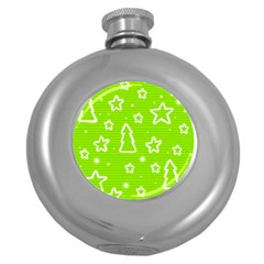 Green Christmas Round Hip Flask (5 Oz) by Valentinaart