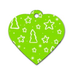 Green Christmas Dog Tag Heart (two Sides) by Valentinaart