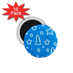 Blue Decorative Xmas Design 1 75  Magnets (10 Pack) 