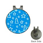 Blue decorative Xmas design Hat Clips with Golf Markers Front