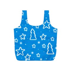 Blue Decorative Xmas Design Full Print Recycle Bags (s)  by Valentinaart