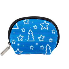 Blue Decorative Xmas Design Accessory Pouches (small)  by Valentinaart