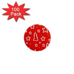 Red Xmas 1  Mini Magnets (100 pack) 