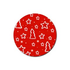 Red Xmas Rubber Coaster (Round) 