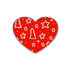 Red Xmas Heart Coaster (4 pack) 