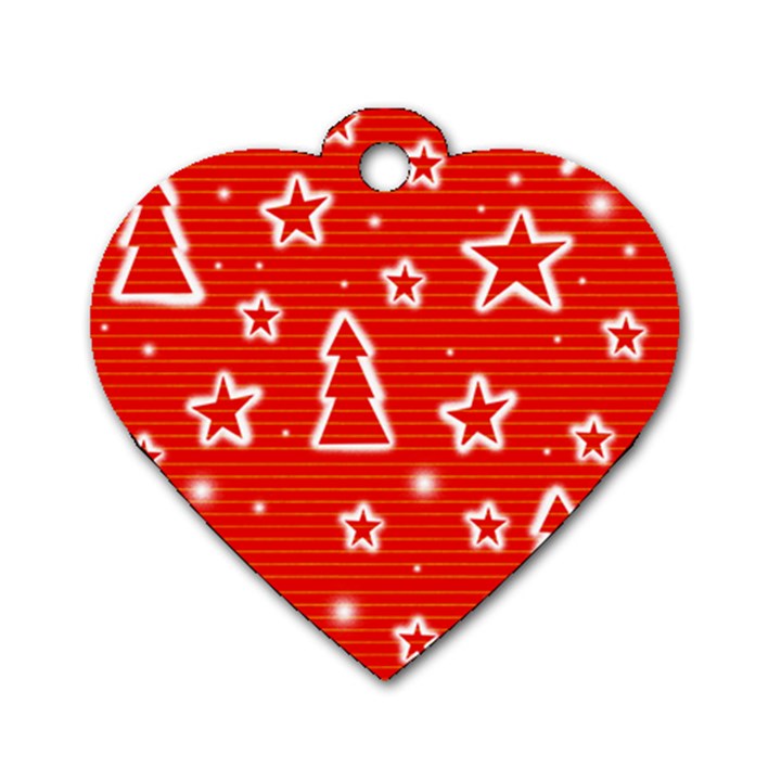 Red Xmas Dog Tag Heart (One Side)