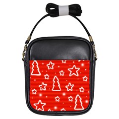 Red Xmas Girls Sling Bags by Valentinaart