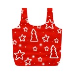 Red Xmas Full Print Recycle Bags (M)  Front