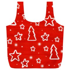 Red Xmas Full Print Recycle Bags (L) 