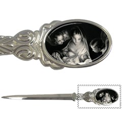 Nativity Scene Birth Of Jesus With Virgin Mary And Angels Black And White Litograph Letter Openers by yoursparklingshop