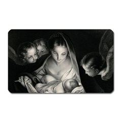 Nativity Scene Birth Of Jesus With Virgin Mary And Angels Black And White Litograph Magnet (rectangular) by yoursparklingshop