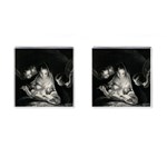 Nativity Scene Birth Of Jesus With Virgin Mary And Angels Black And White Litograph Cufflinks (Square) Front(Pair)