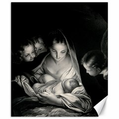 Nativity Scene Birth Of Jesus With Virgin Mary And Angels Black And White Litograph Canvas 20  X 24   by yoursparklingshop