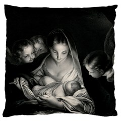 Nativity Scene Birth Of Jesus With Virgin Mary And Angels Black And White Litograph Large Cushion Case (two Sides)