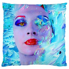 Swimming Into The Blue Large Flano Cushion Case (one Side)