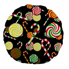 Xmas Candies  Large 18  Premium Flano Round Cushions by Valentinaart