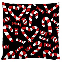 Christmas Candy Canes  Large Flano Cushion Case (two Sides) by BubbSnugg