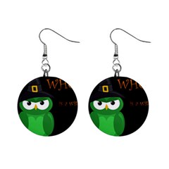 Who Is A Witch? - Green Mini Button Earrings by Valentinaart
