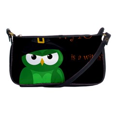 Who Is A Witch? - Green Shoulder Clutch Bags by Valentinaart