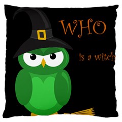 Who Is A Witch? - Green Large Cushion Case (one Side) by Valentinaart