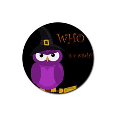 Who Is A Witch? - Purple Rubber Coaster (round)  by Valentinaart