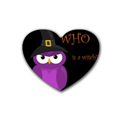 Who Is A Witch? - Purple Rubber Coaster (heart)  by Valentinaart