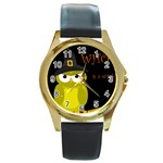 Who is a witch? - yellow Round Gold Metal Watch Front